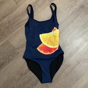 NWT Onia Kelly printed fruit swimsuit navy